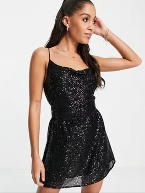 asos black party dress ASOS Design - Midi Length Textured Mesh Slip Dress - Women - Polyester - S